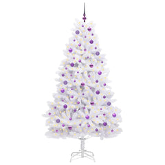 Artificial Hinged Christmas Tree White PVC and Steel 210 cm Lilac
