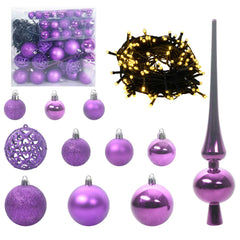 Artificial Hinged Christmas Tree White PVC Steel Lilac
