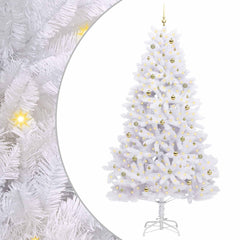 vidaXL Artificial Hinged Christmas Tree White 270 cm PVC and Steel 2