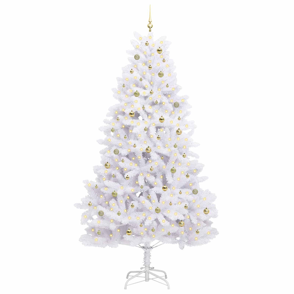vidaXL Artificial Hinged Christmas Tree White 270 cm PVC and Steel 3