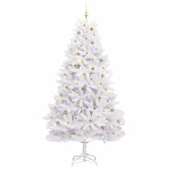 vidaXL Artificial Hinged Christmas Tree White 270 cm PVC and Steel 3