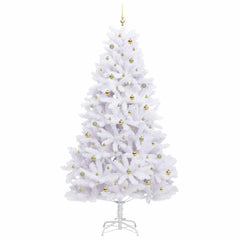vidaXL Artificial Hinged Christmas Tree White 270 cm PVC and Steel 4