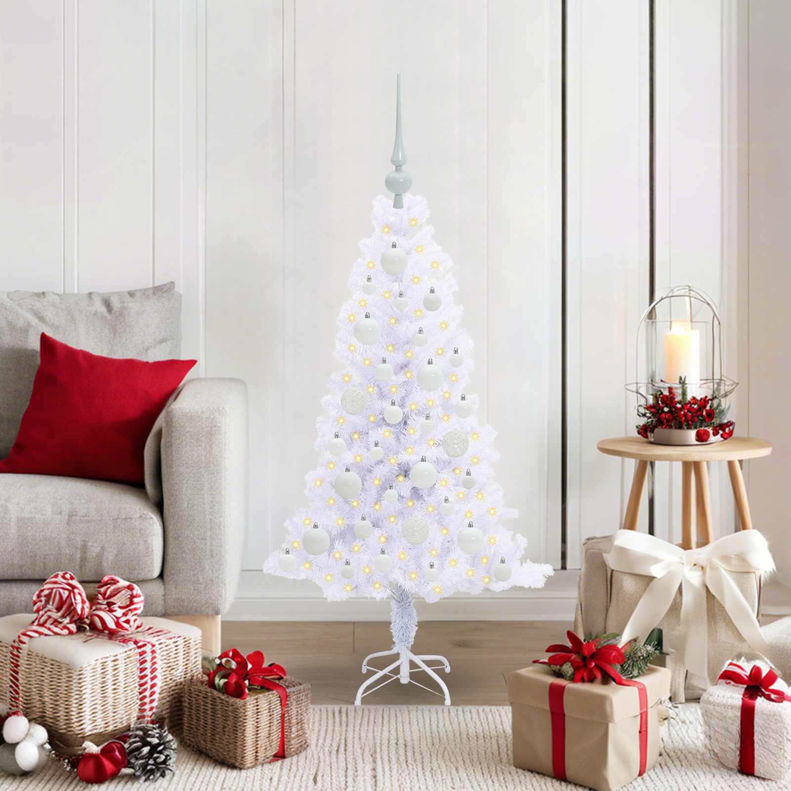 vidaXL Artificial Christmas Tree with Stand White 120 cm PVC and Steel 1