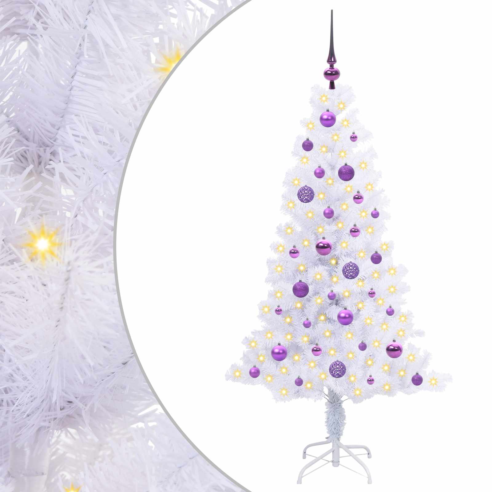 vidaXL Artificial Christmas Tree with Stand White 150 cm PVC and Steel 2