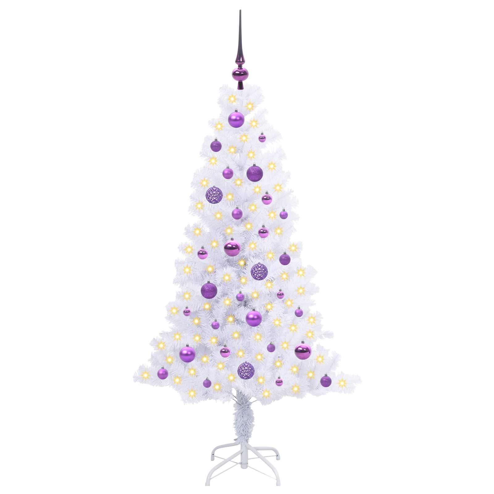 vidaXL Artificial Christmas Tree with Stand White 150 cm PVC and Steel 3