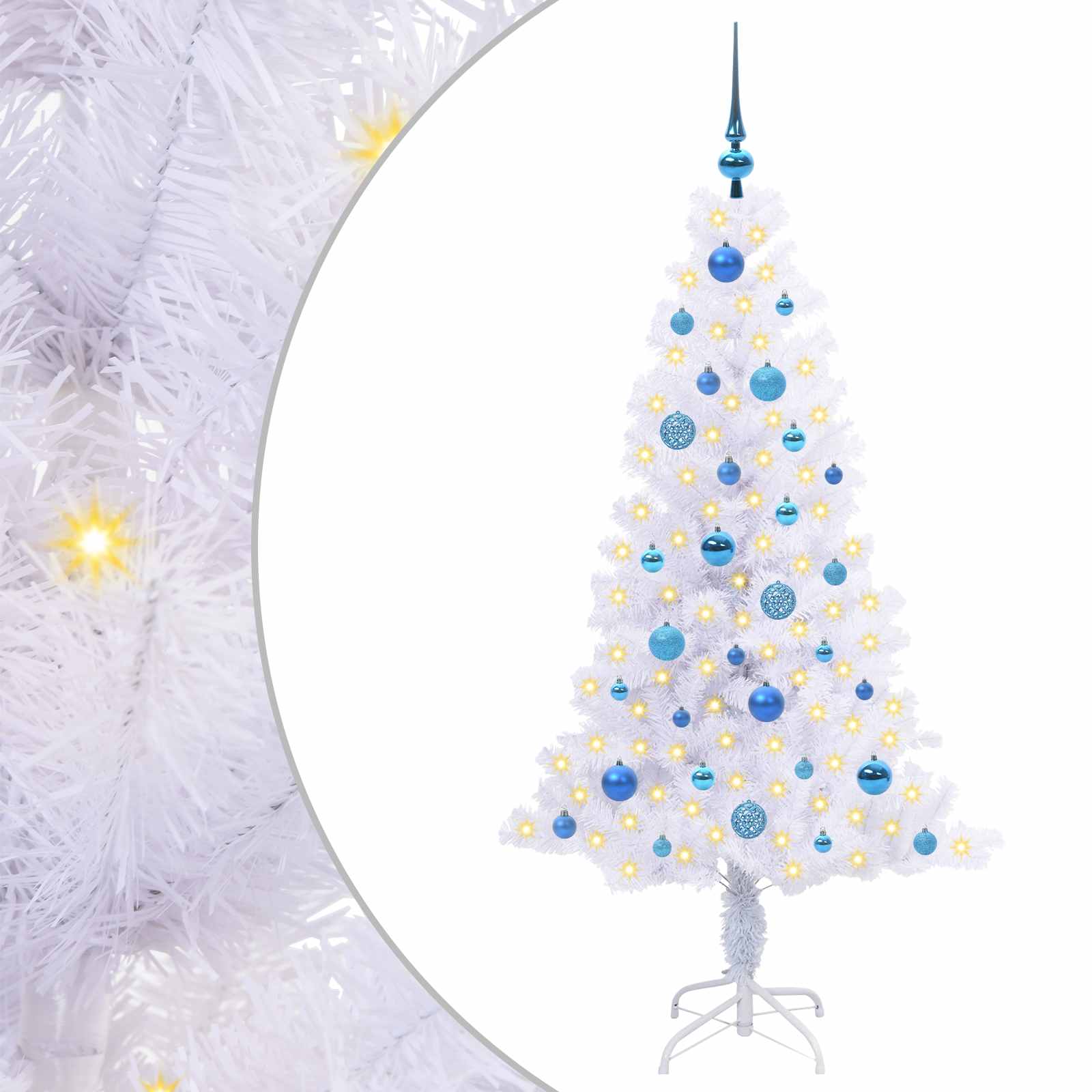 vidaXL Artificial Christmas Tree with Stand White 150 cm PVC and Steel 2
