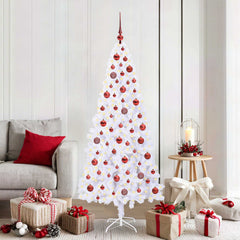 Artificial Christmas Tree with Stand White 180 cm PVC and Steel Red