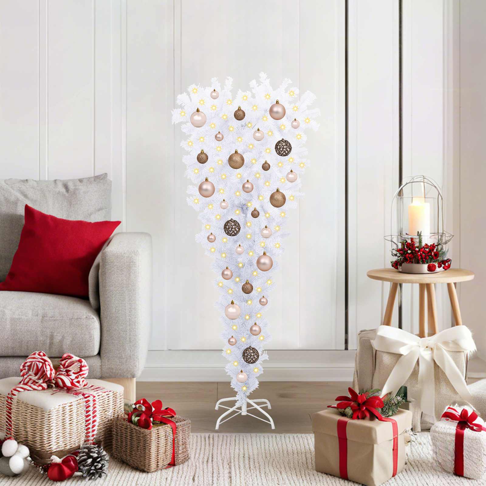 vidaXL Artificial Christmas Tree with Stand White 120 cm PVC and Steel 1