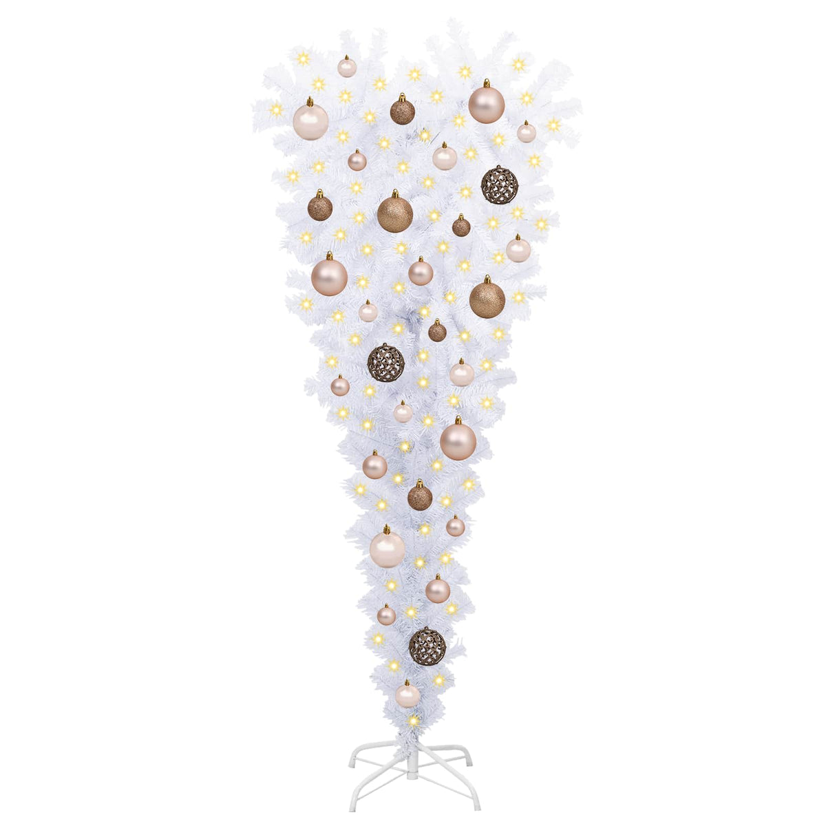 Artificial Christmas Tree with Stand White 120 cm PVC and Steel Rose and gold