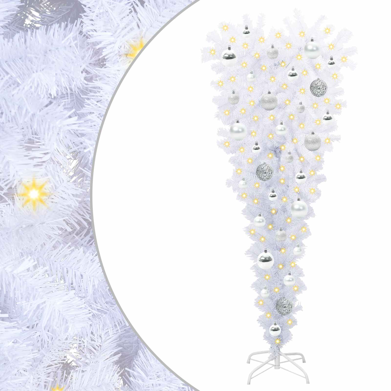 vidaXL Artificial Christmas Tree with Stand White 120 cm PVC and Steel 2