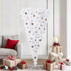 Artificial Christmas Tree with Stand White PVC and Steel Rose and gold 180 cm