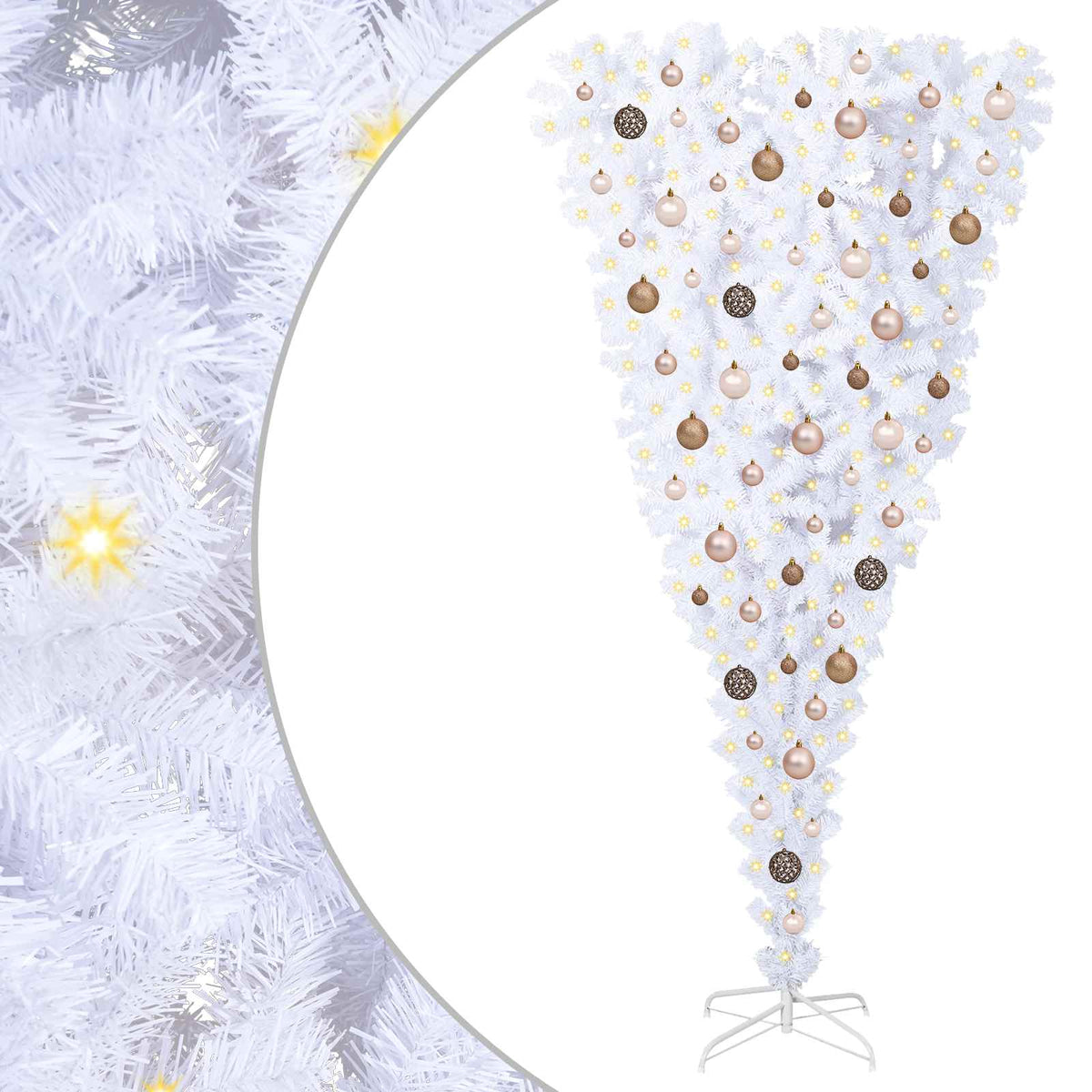 Artificial Christmas Tree with Stand White PVC and Steel Rose and gold 180 cm