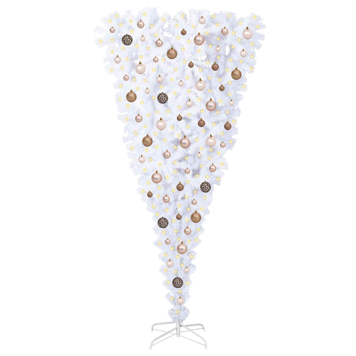 Artificial Christmas Tree with Stand White PVC and Steel Rose and gold 180 cm