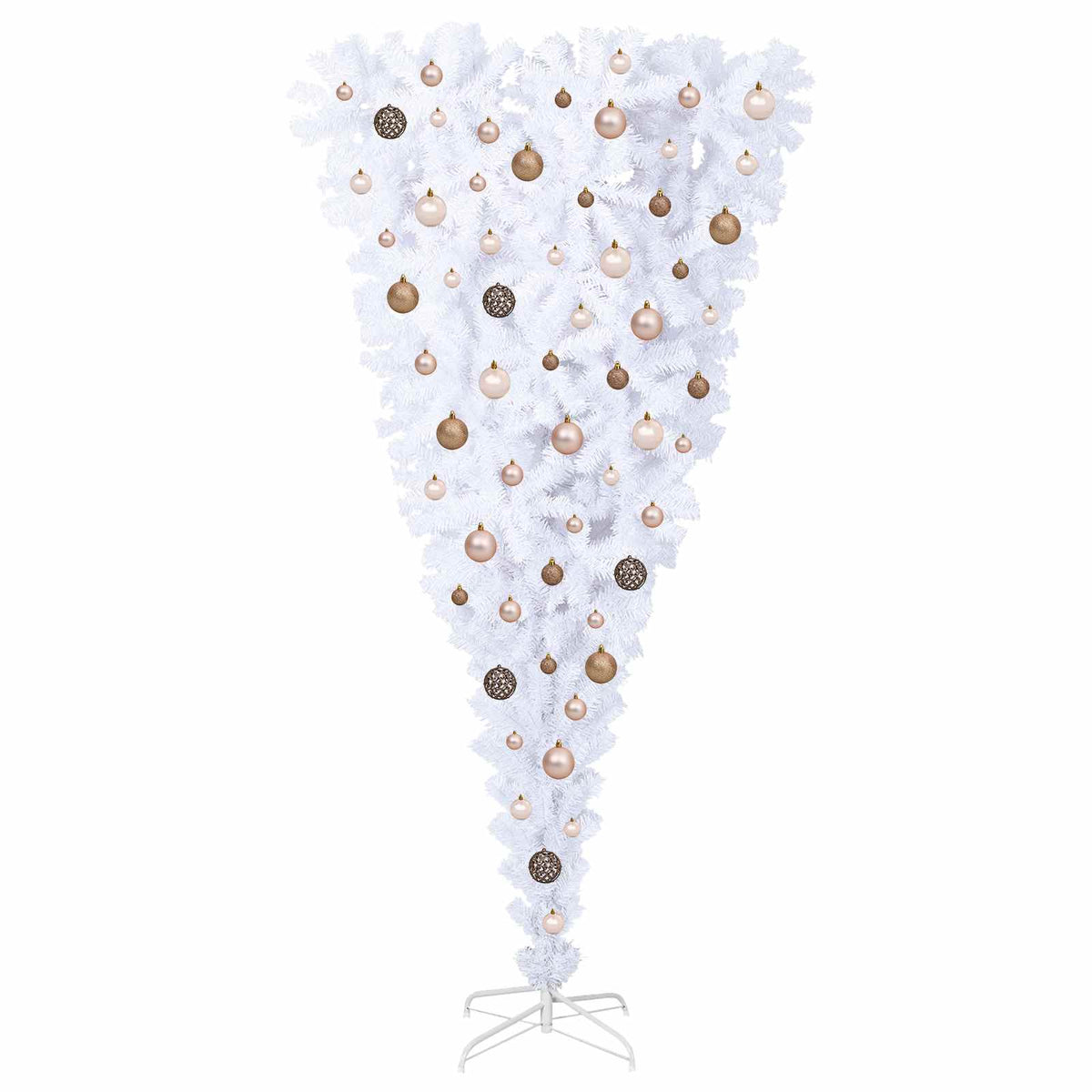 Artificial Christmas Tree with Stand White PVC and Steel Rose and gold 180 cm