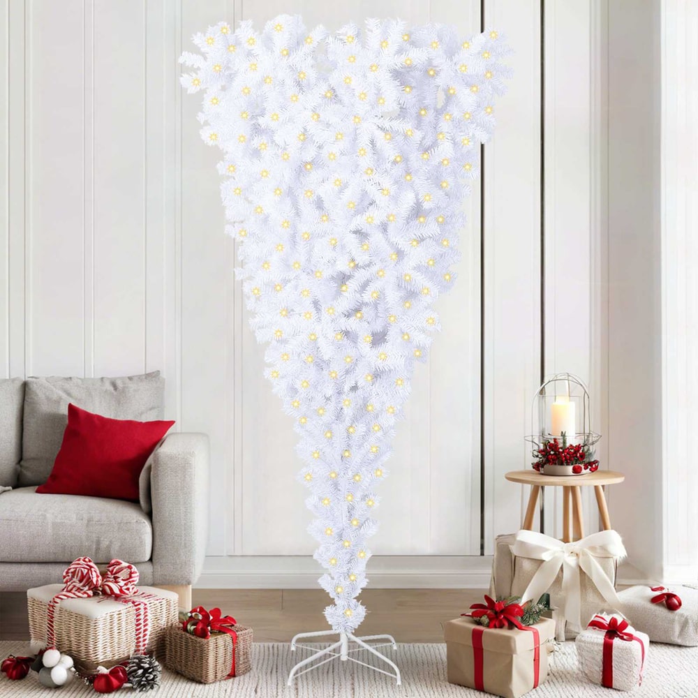 Artificial Christmas Tree with Stand White PVC and Steel 210 cm