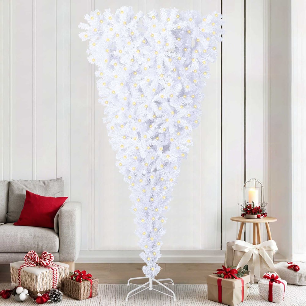 vidaXL Artificial Christmas Tree with Stand White PVC and Steel