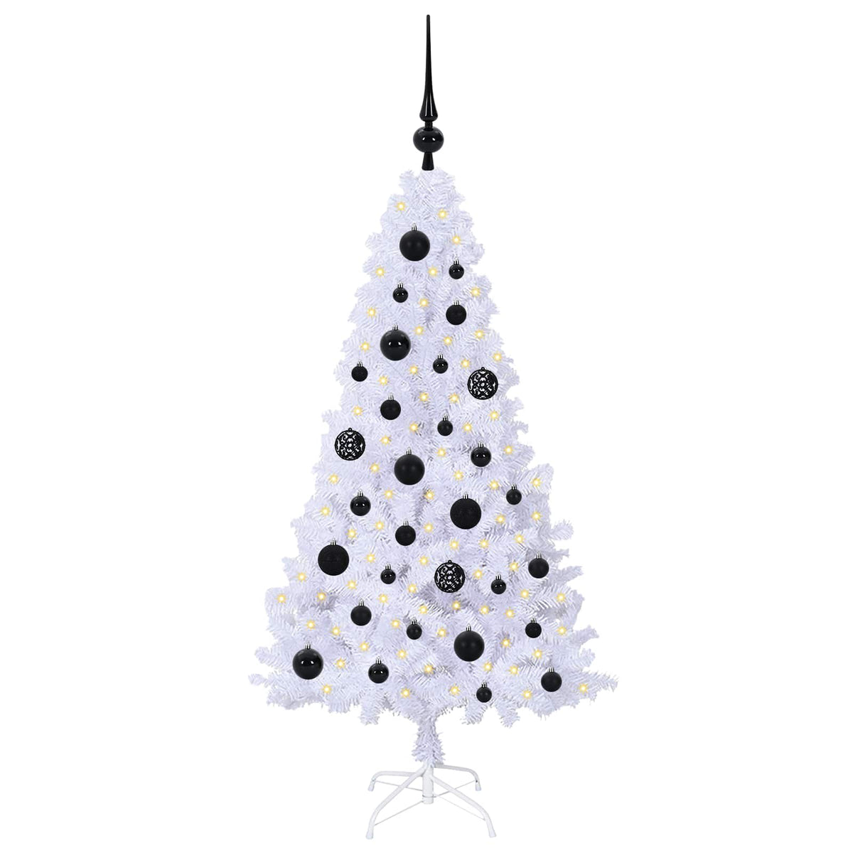 Artificial Christmas Tree White PVC and Steel Black 120 cm