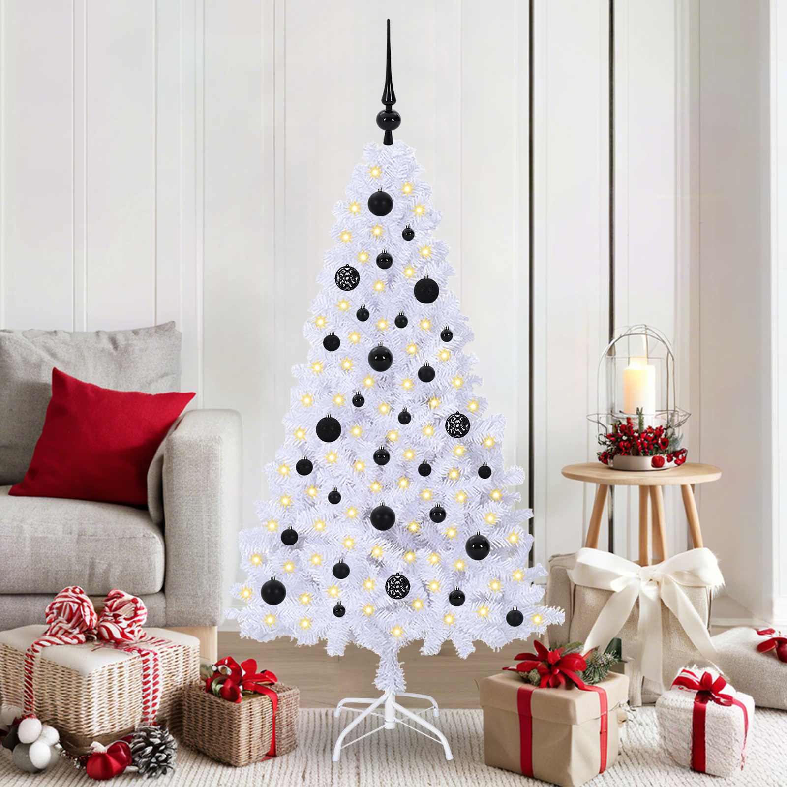 vidaXL Artificial Christmas Tree White 150 cm PVC and Steel 1