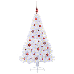 Artificial Christmas Tree with Stand White PVC and Steel Red 150 cm