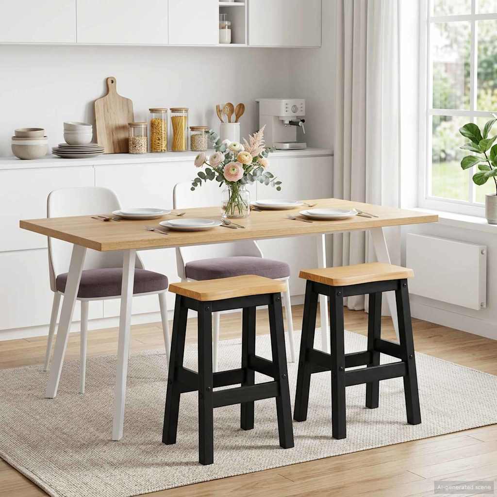 vidaXL High Bar Stool EKAI 2 pcs Black 40 x 29 x 63 cm Solid Pine Wood 1