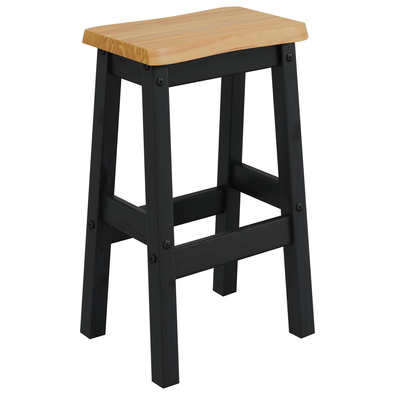 vidaXL High Bar Stool EKAI 2 pcs Black 40 x 29 x 63 cm Solid Pine Wood 3