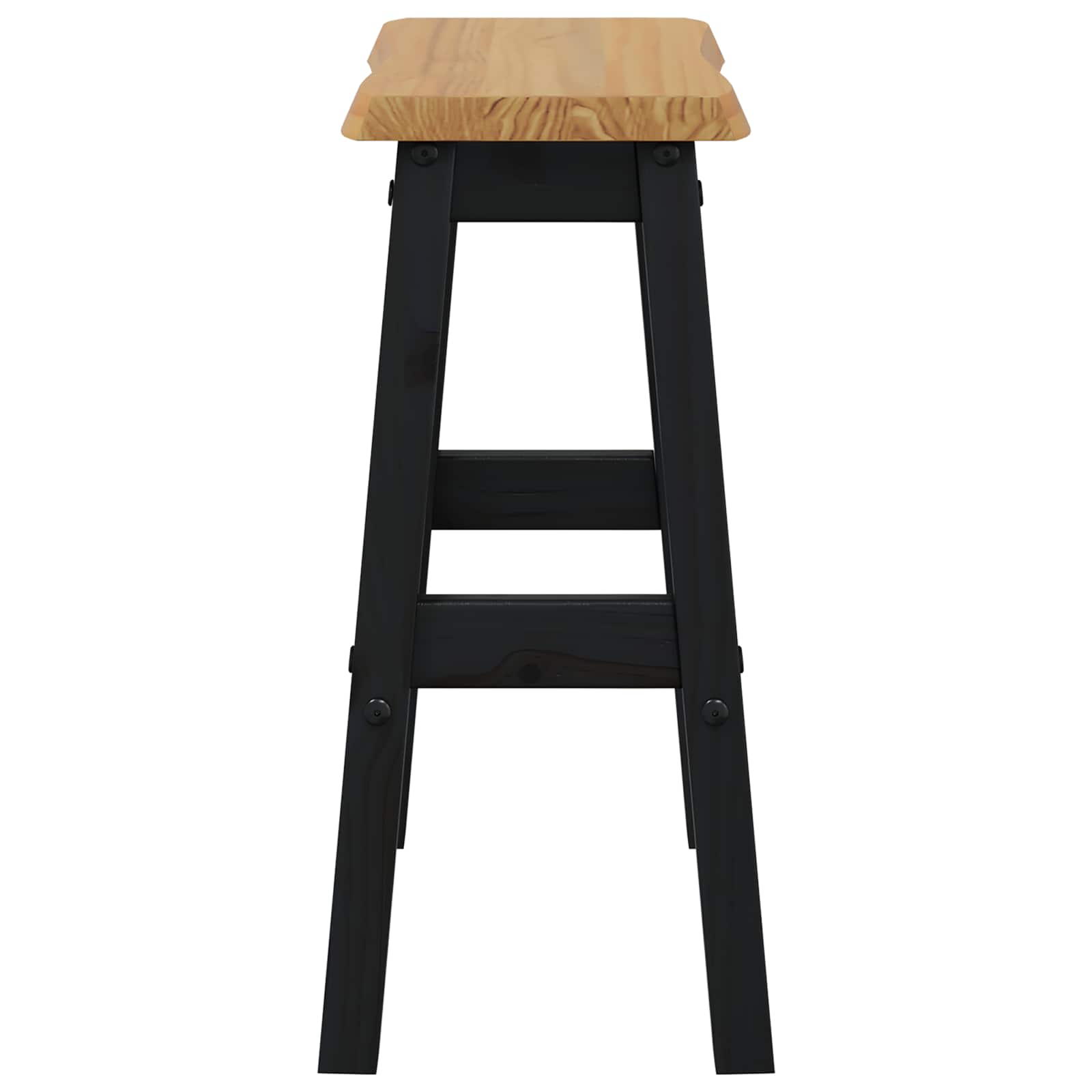 vidaXL High Bar Stool EKAI 2 pcs Black 40 x 29 x 63 cm Solid Pine Wood 5
