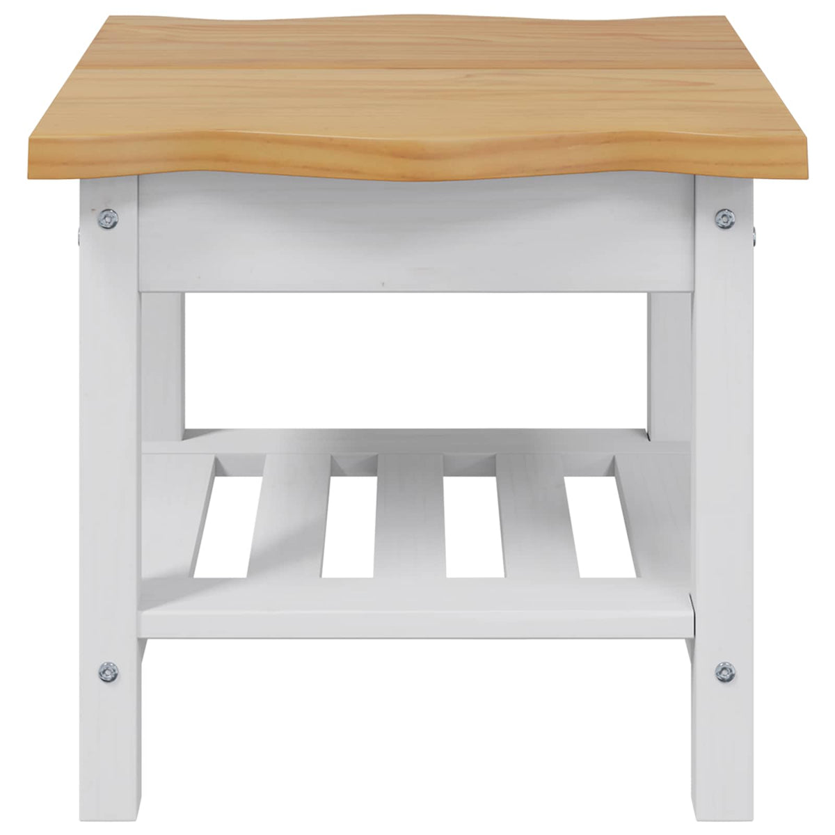 Side Table EKAI 50 x 50 x 45.5 cm Solid Pine Wood White
