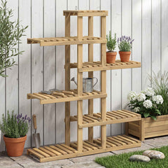 vidaXL Plant Stand Solid Acacia Wood Whitewash Depth 25 cm