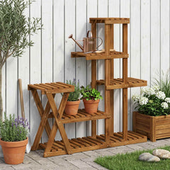 Plant Stand Solid Acacia Wood Natural Depth 25 cm 95 cm 101.5 cm 5-Tier