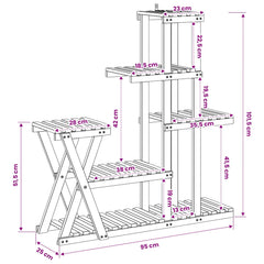 vidaXL Plant Stand Natural 95 x 25 x 101.5 cm Solid Acacia Wood 6