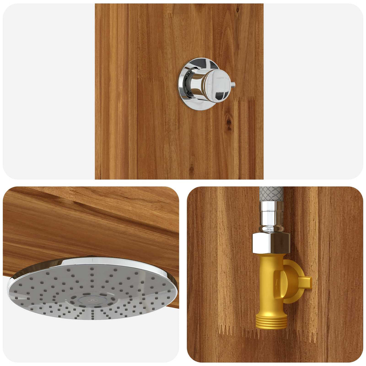 Outdoor Shower 226 cm Solid Acacia Wood and Stainless Steel Natural 137 x 23 x 226 cm
