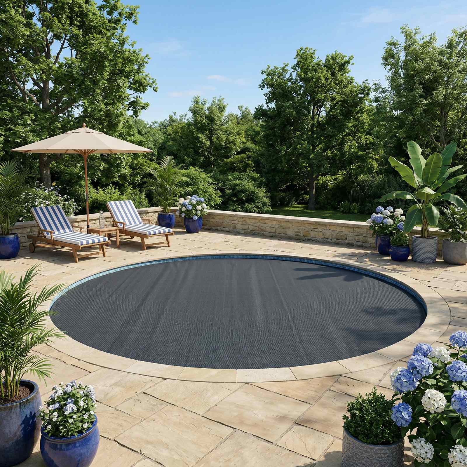 vidaXL Solar Pool Cover Heavy Quality Ø 455 cm 200 μm Round PE Black 1