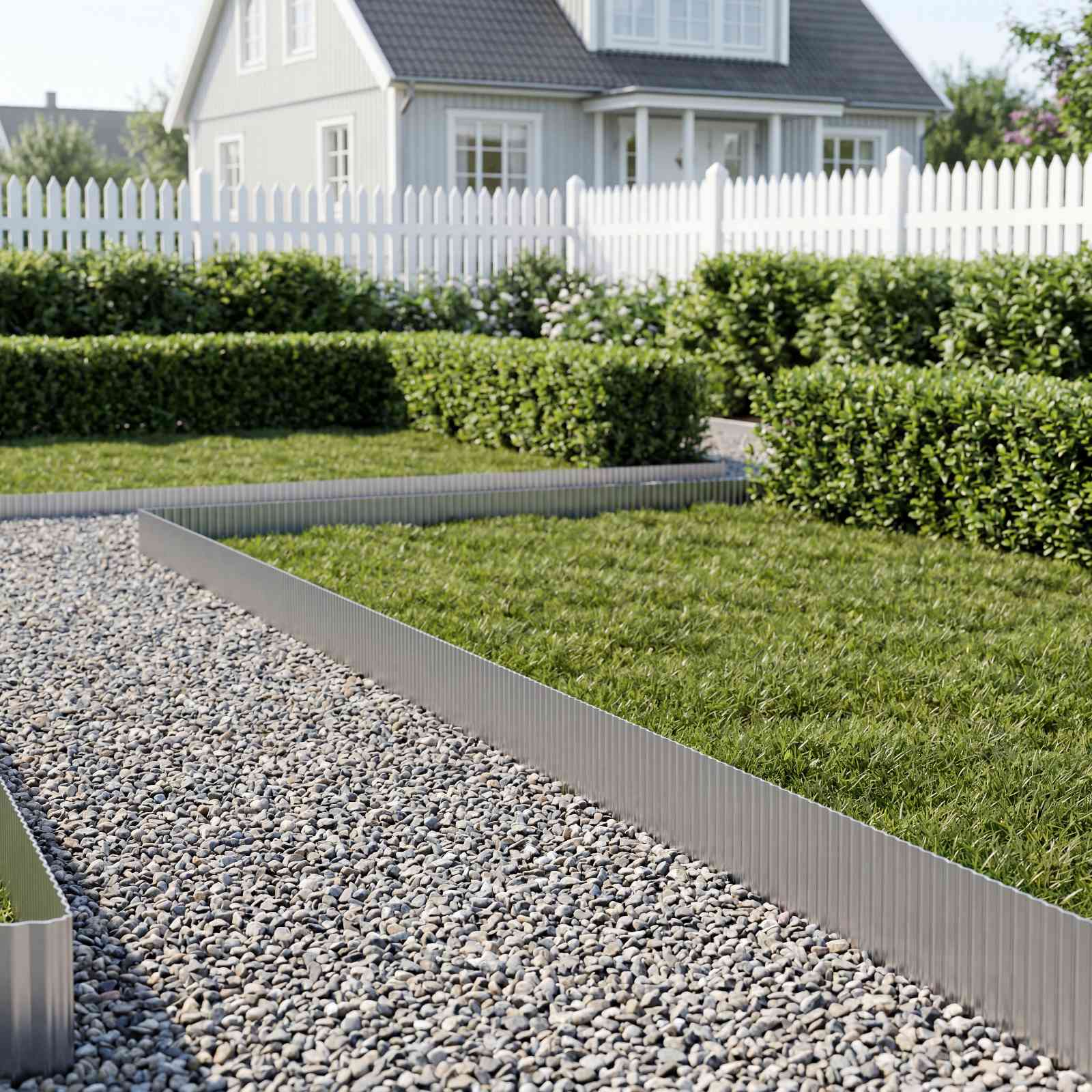 vidaxl Lawn Edging 20 m x 15 cm Galvanised Steel Silver 1