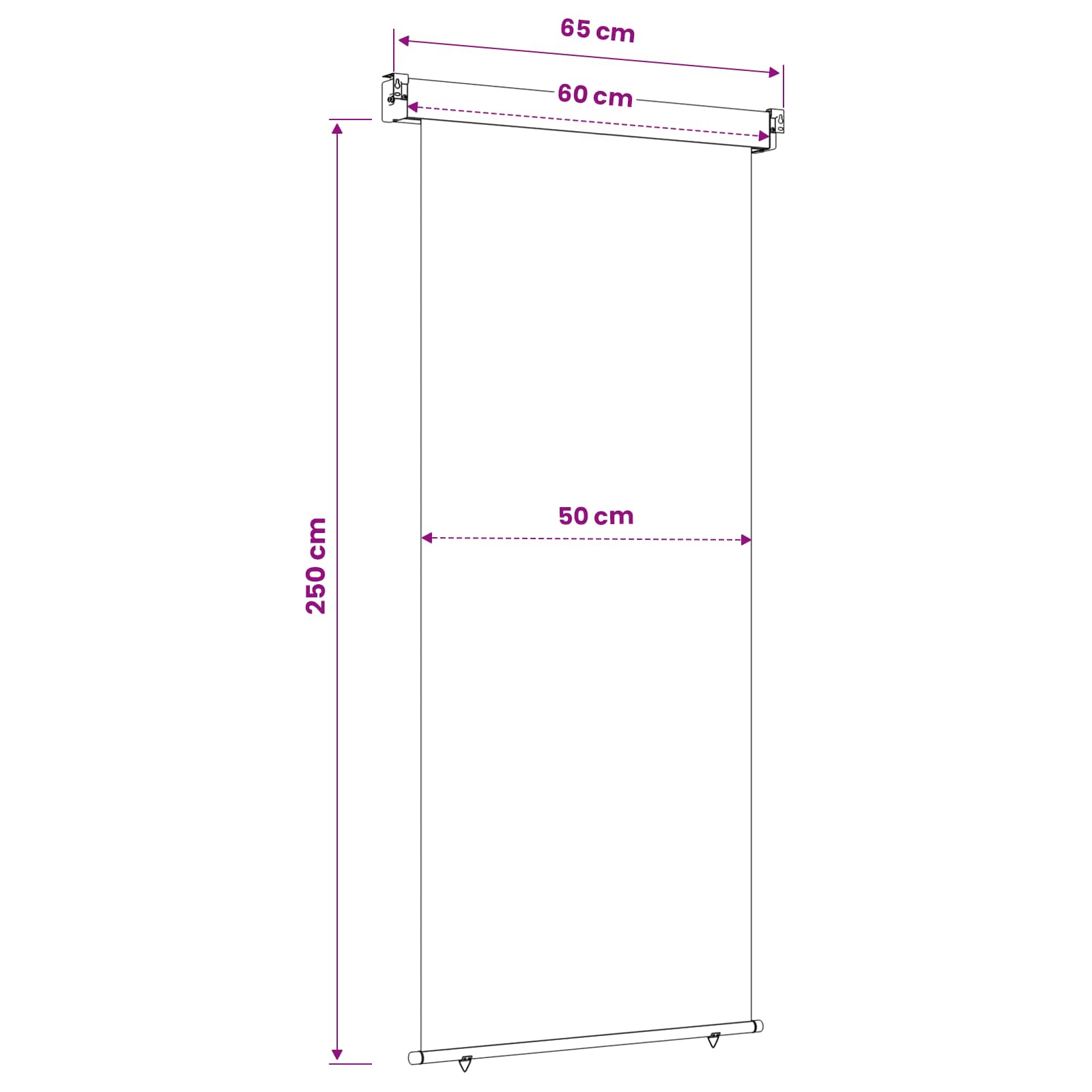 vidaXL Balcony Side Awning 60 x 250 cm 100% polyester iron steel Taupe 6