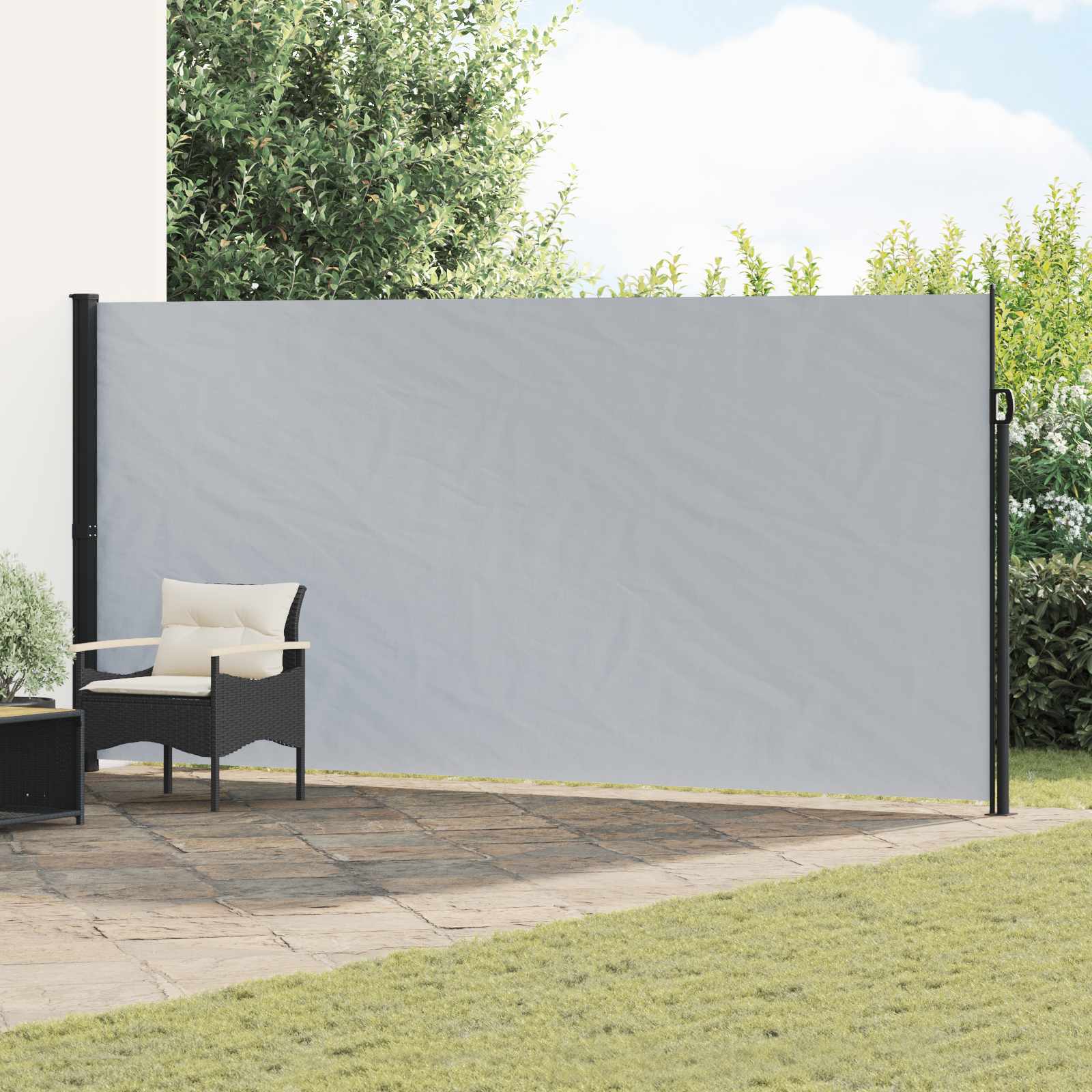 vidaXL Retractable Side Awning 500 x 220 cm Polyester Rectangular Grey 1