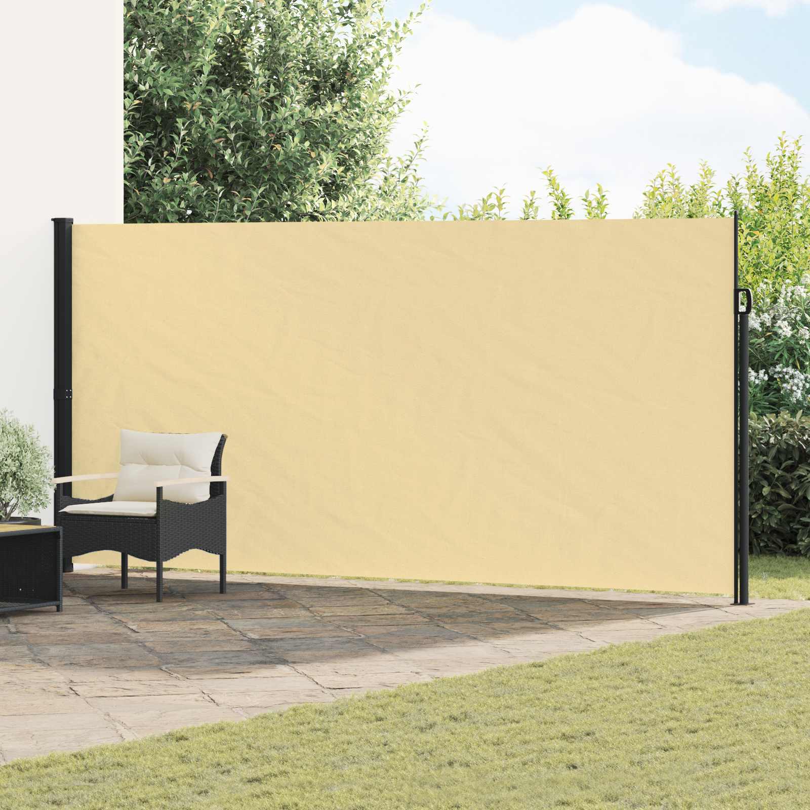 vidaXL Retractable Side Awning 600 x 220 cm Polyester Rectangular Sand 1