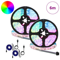 vidaXL LED Strip 2 pcs Black and Transparent Copper and Plastic 2