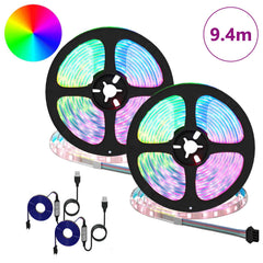 vidaXL LED Strip 2 pcs Black and Transparent Copper and Plastic 2