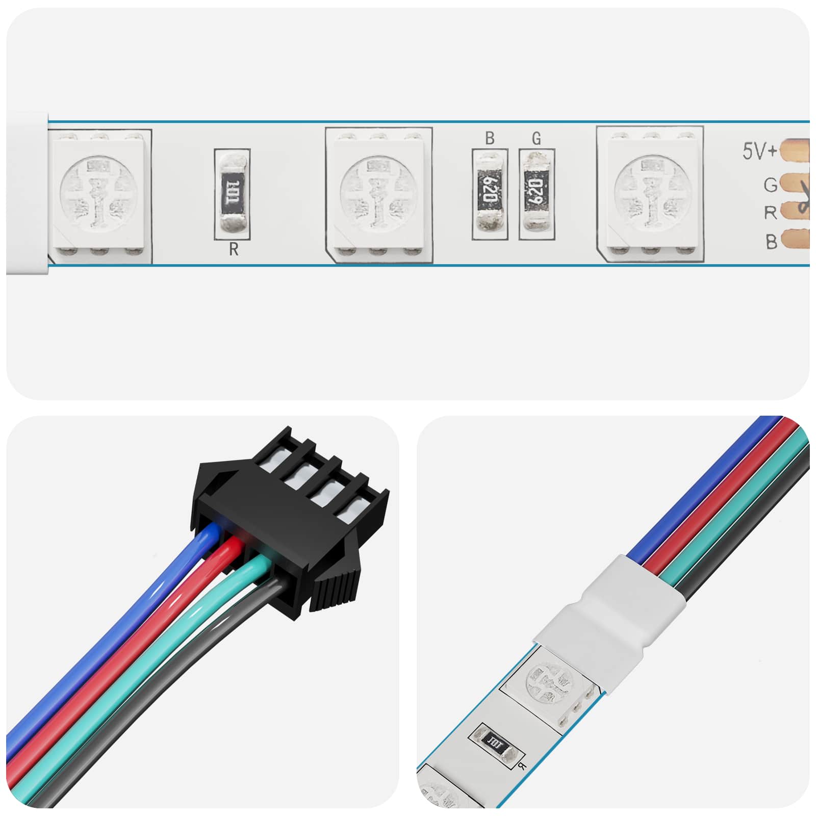 vidaXL LED Strip 12 pcs Black and Multicolour Copper and Plastic 4
