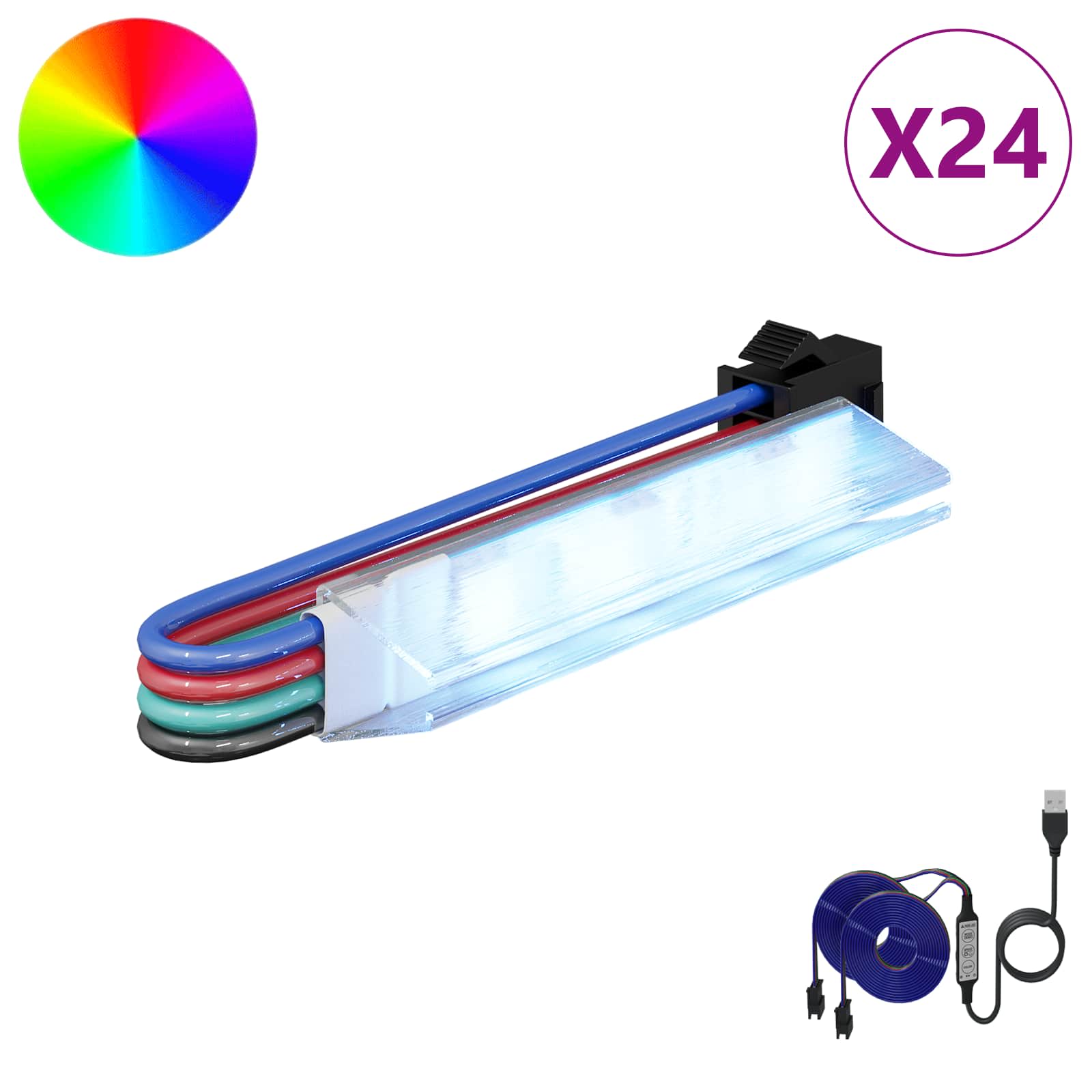 vidaXL LED Strip 12 pcs Black and Multicolour Copper and Plastic 2