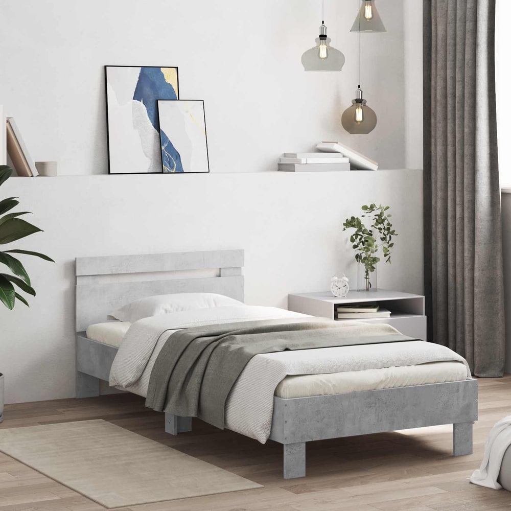 Bed Frame 80 x 200 cm Engineered Wood Concrete grey