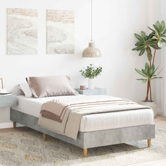 vidaXL Bed Frame No Mattress Engineered Wood Concrete Grey