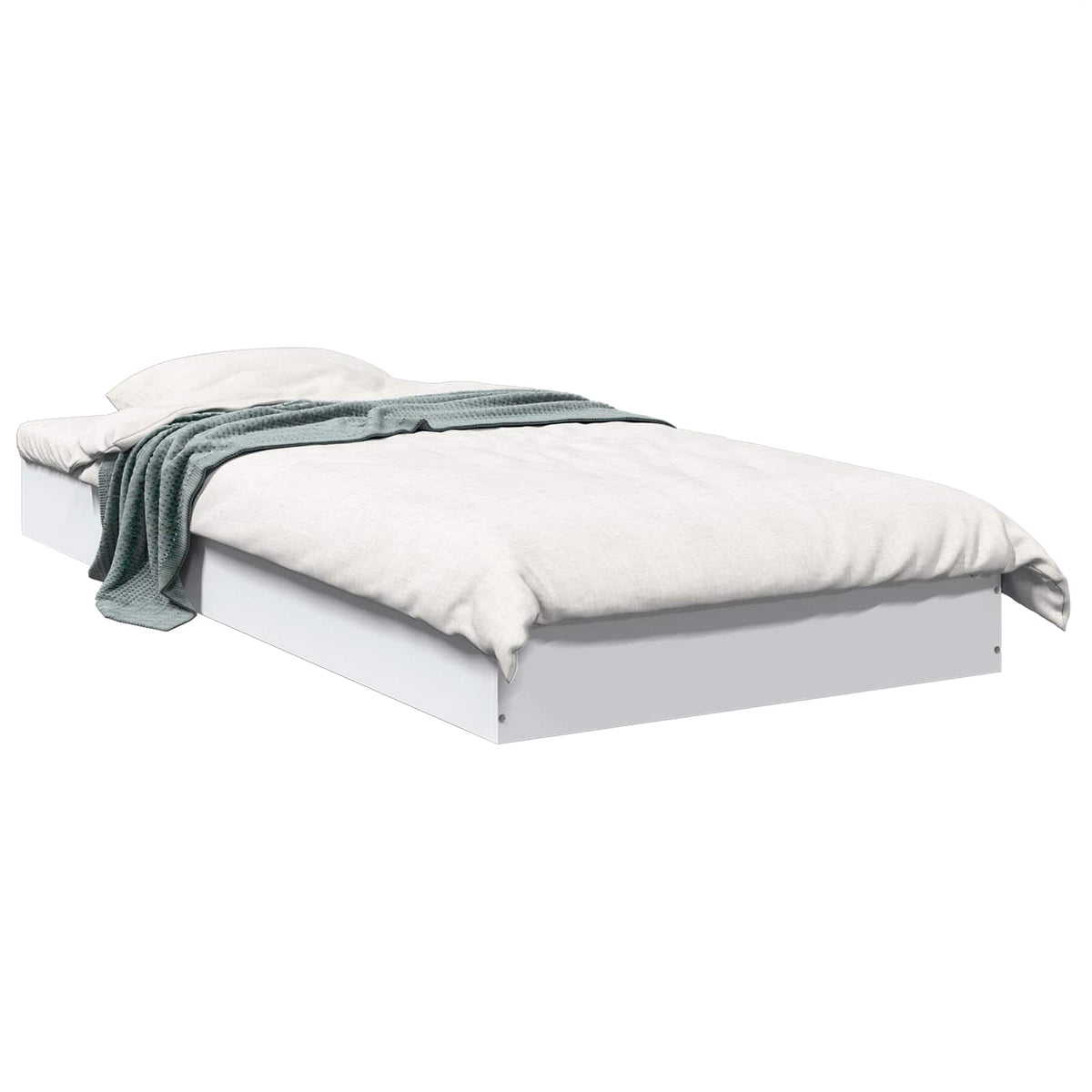 Bed Frame without Mattress Engineered Wood Length 200 cm Height 17 cm White 80 cm