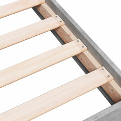 Bed Frame without Mattress Length 200 cm Height 17 cm Concrete Grey 80 cm