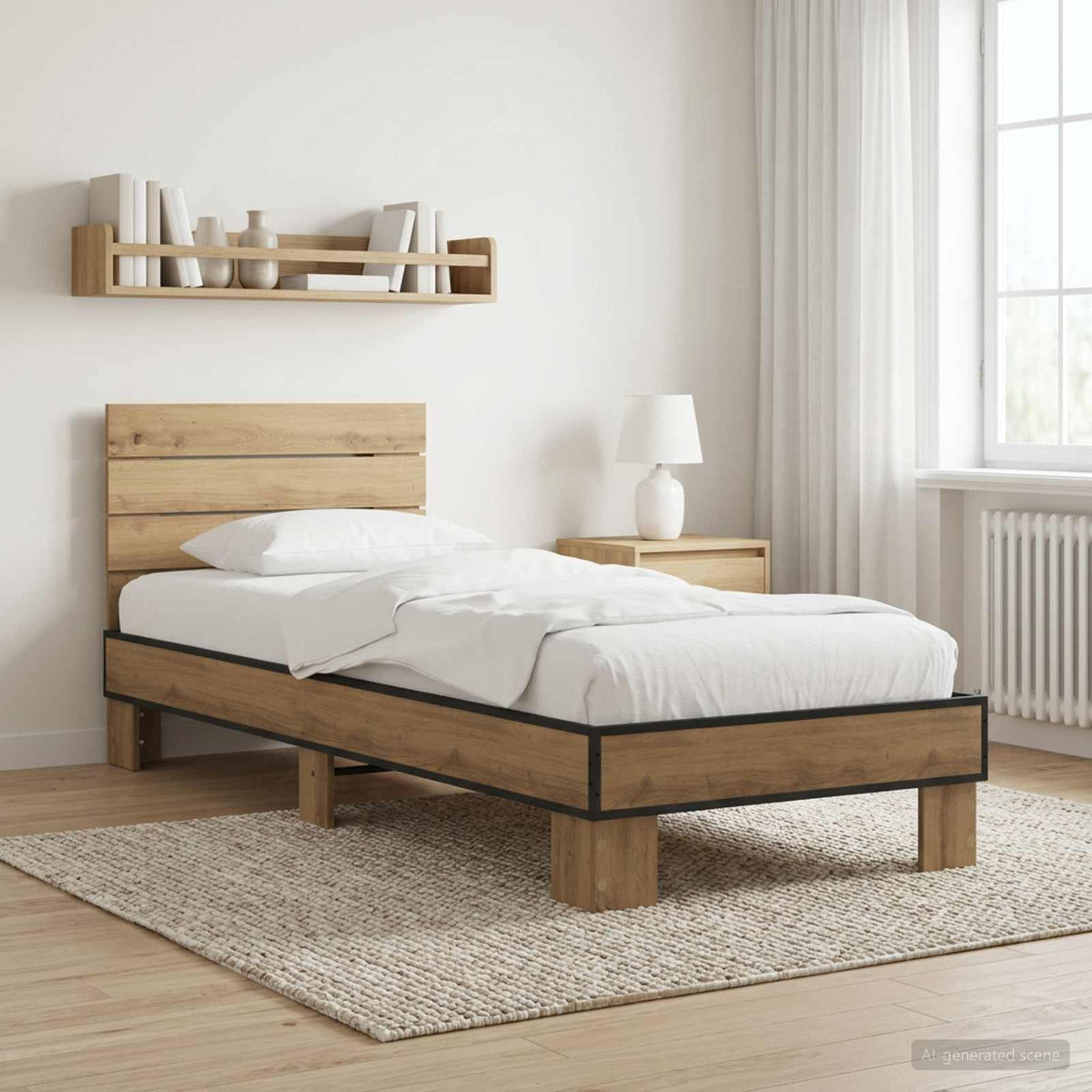 Bed Frame with Headboard 80 x 200 cm Engineered Wood Artisan oak