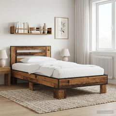 Bed Frame with Headboard 80 x 200 cm Engineered Wood Old wood