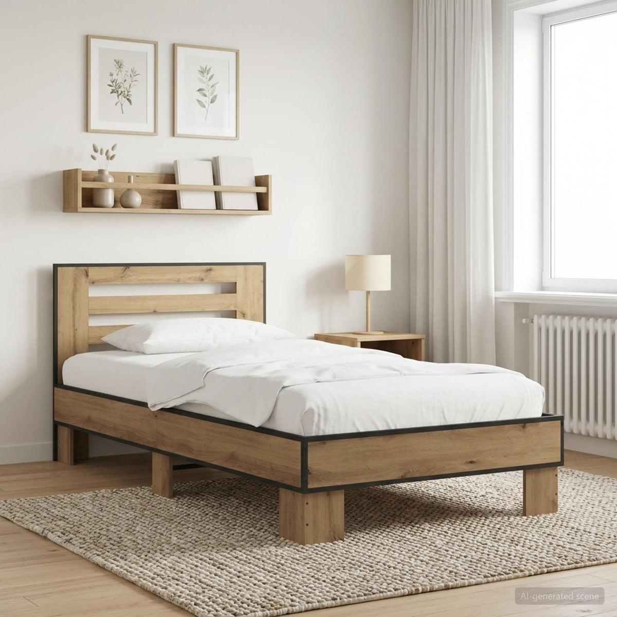 Bed Frame with Headboard 80 x 200 cm Engineered Wood Artisan oak