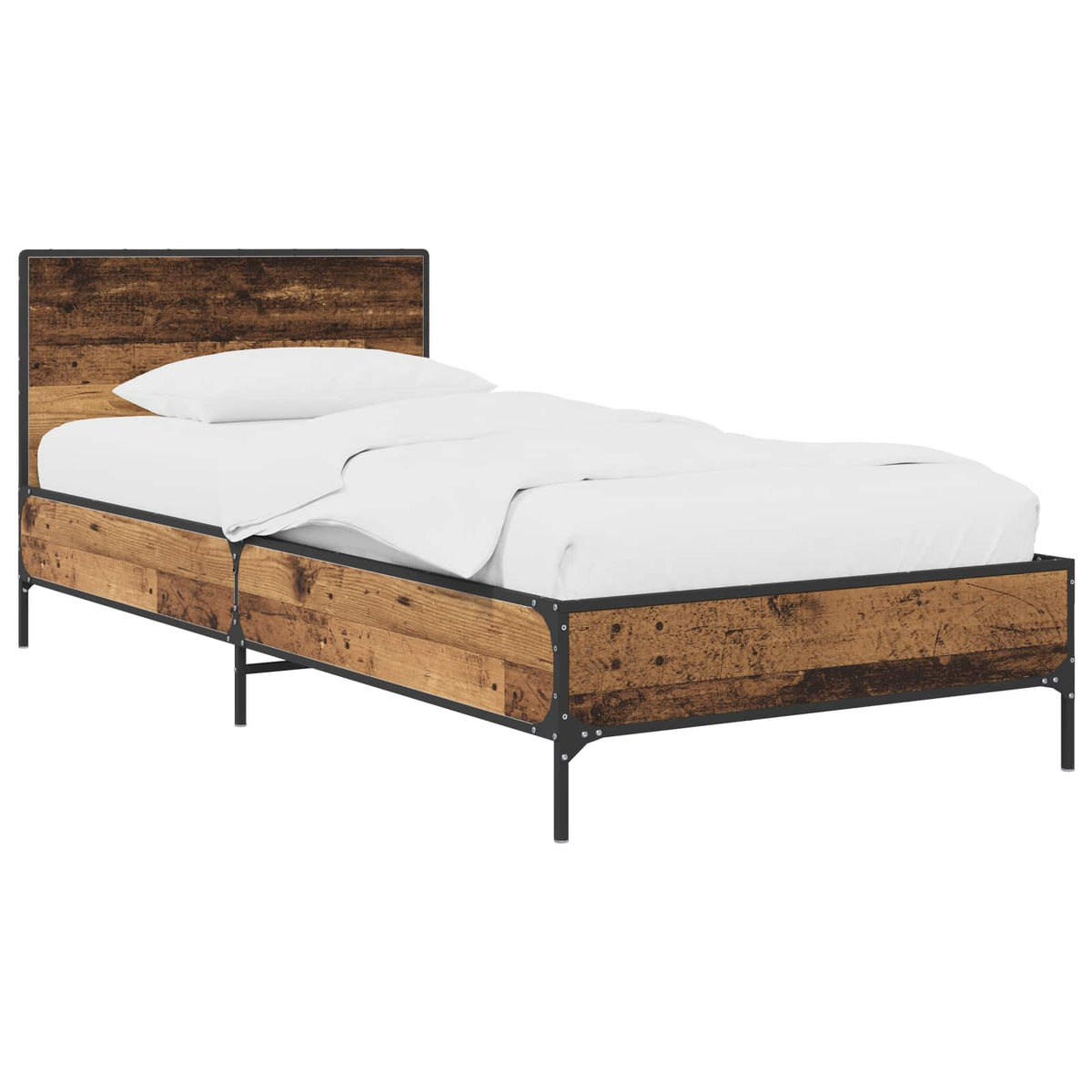 vidaXL Bed Frame with Headboard Old Wood 80 x 200 cm Engineered Wood 2