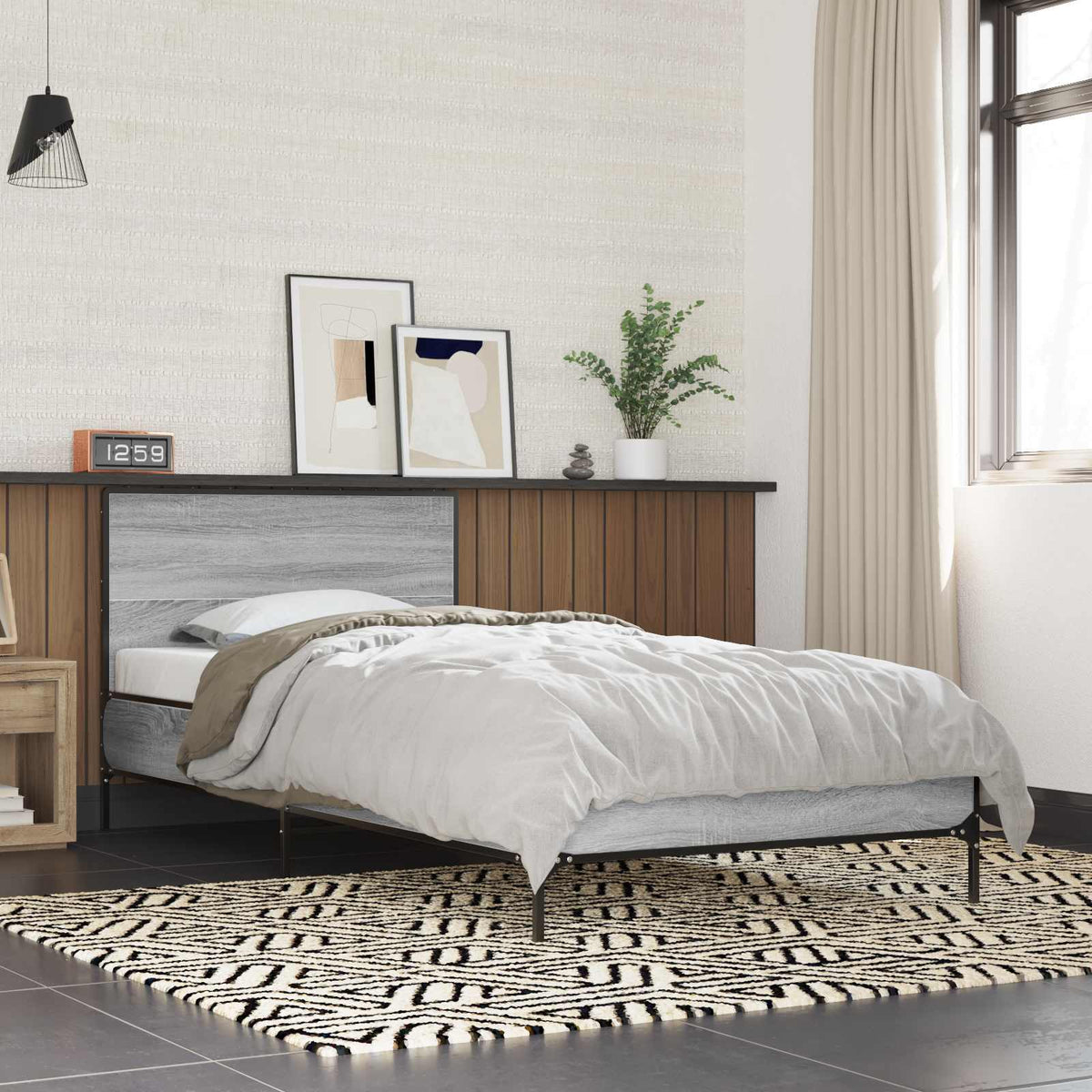 Bed Frame without Mattress Grey Sonoma 80 x 200 cm