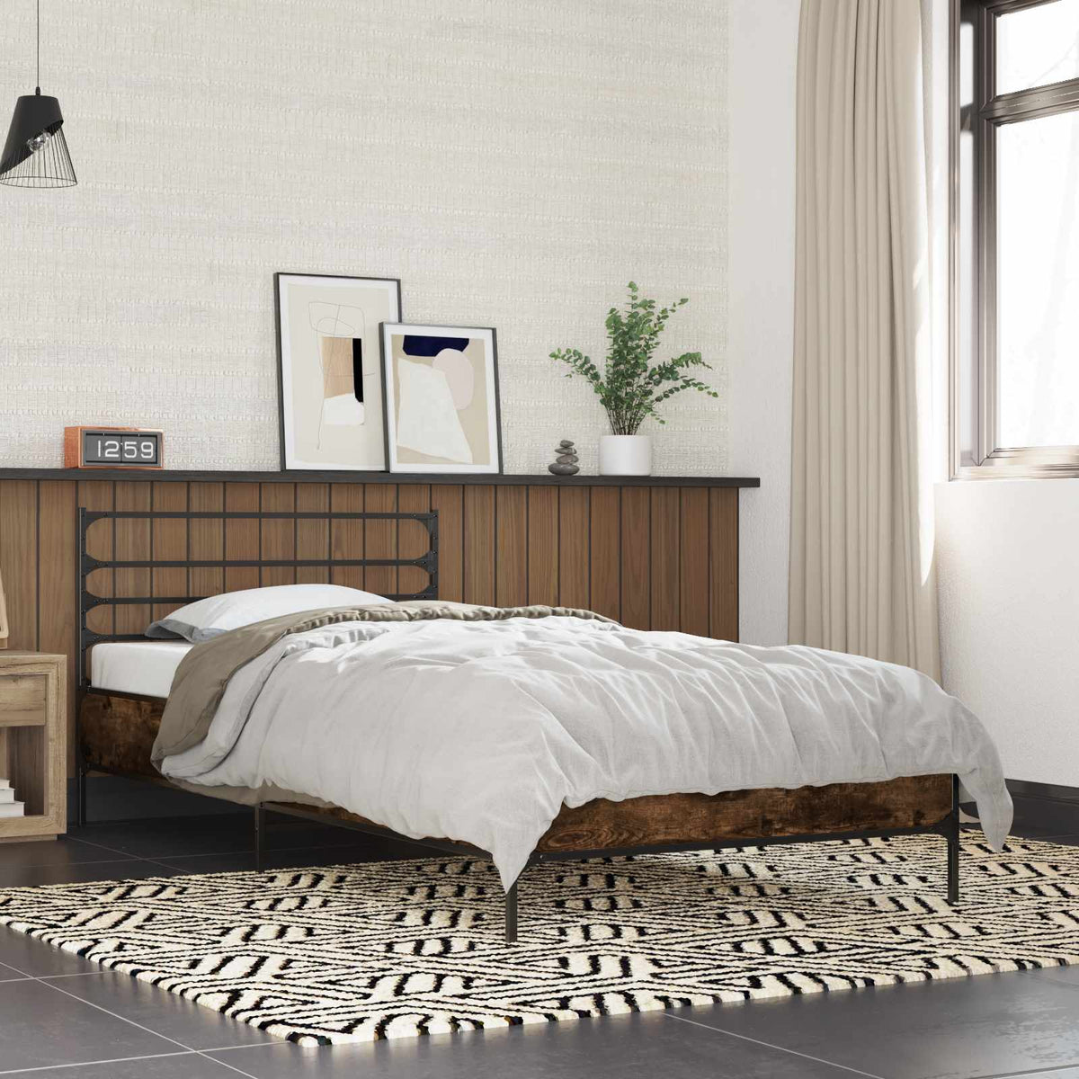 vidaXL Bed Frame without Mattress Length 200 cm Smoked Oak